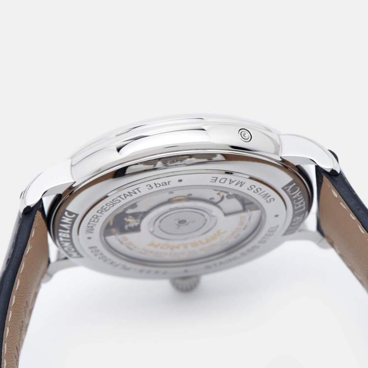 Pre Owned Montblanc Slate Grey Stainless Steel Sfumato Alligator Leather Star Legacy 118518 Men's Wristwatch 42 mm
