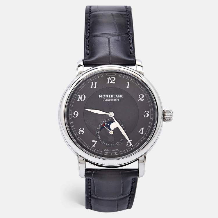 Pre Owned Montblanc Slate Grey Stainless Steel Sfumato Alligator Leather Star Legacy 118518 Men's Wristwatch 42 mm