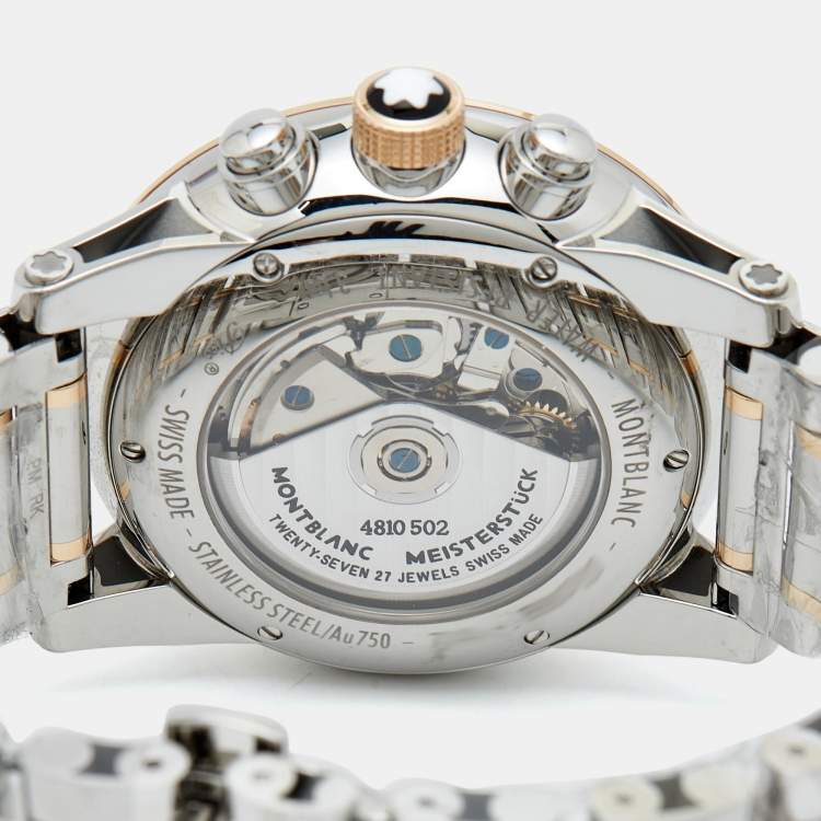 Pre Owned Montblanc Grey 18K Rose Gold Stainless Steel TimeWalker 107321 Men's Wristwatch 43 mm
