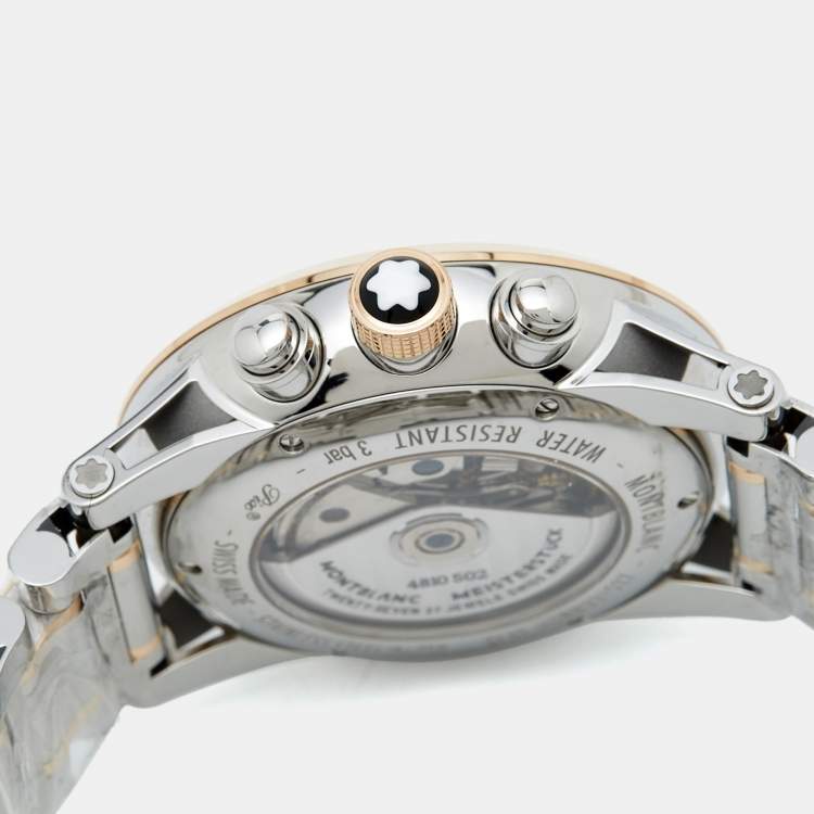 Pre Owned Montblanc Grey 18K Rose Gold Stainless Steel TimeWalker 107321 Men's Wristwatch 43 mm