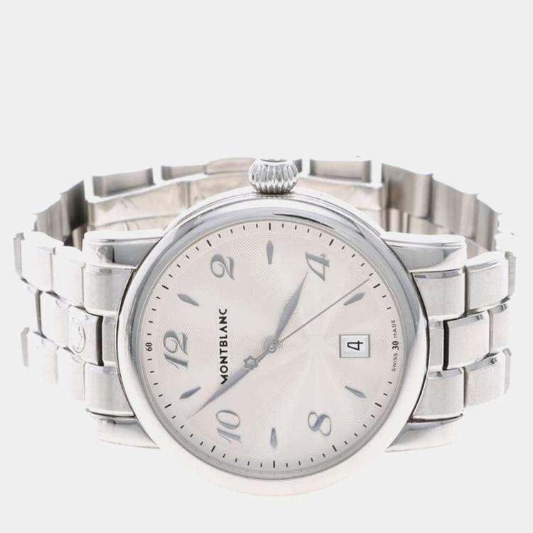Pre Owned Montblanc Star 108761 Quartz Silver Stainless Steel Men's Wristwatch 39 mm