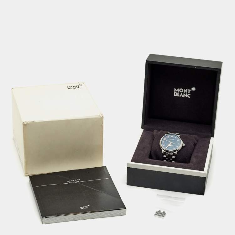 Pre Owned Montblanc Star Legacy Moonphase M129631 Blue Dial Stainless Steel Men's Wristwatch 42 mm