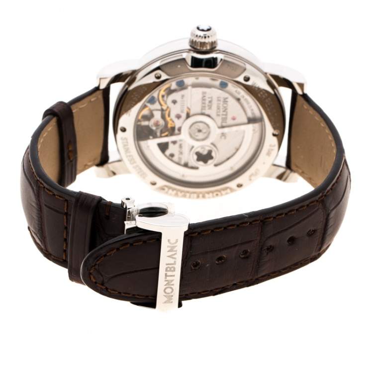 Pre Owned Montblanc Silver White Stainless Steel Nicolas Rieussec 7138 Men's Wristwatch 42 mm