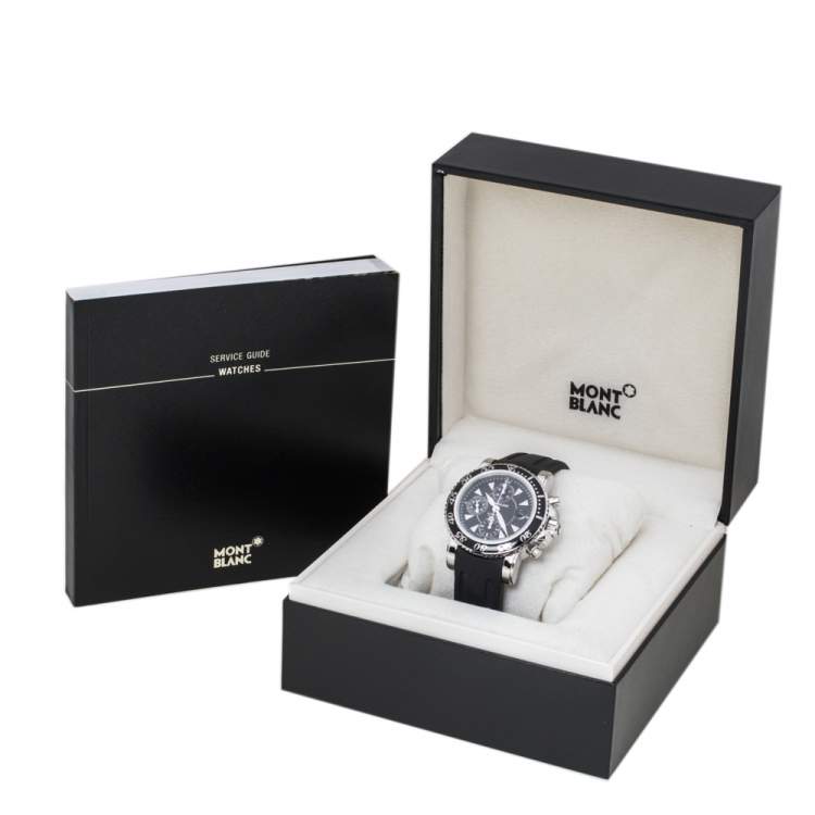 Pre Owned  Montblanc Black Stainless Steel Rubber Sport Chronograph 7034 Men's Wristwatch 41.50 mm