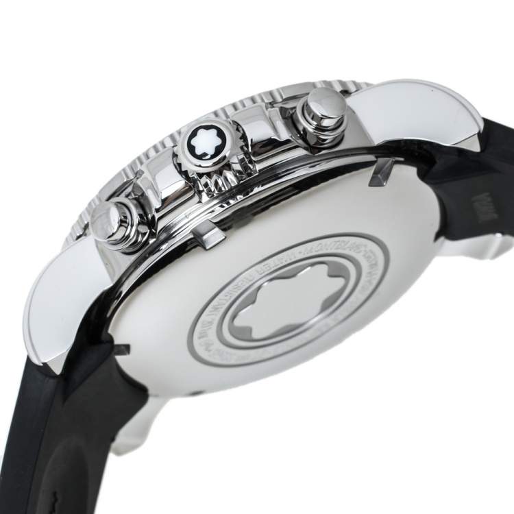 Pre Owned  Montblanc Black Stainless Steel Rubber Sport Chronograph 7034 Men's Wristwatch 41.50 mm