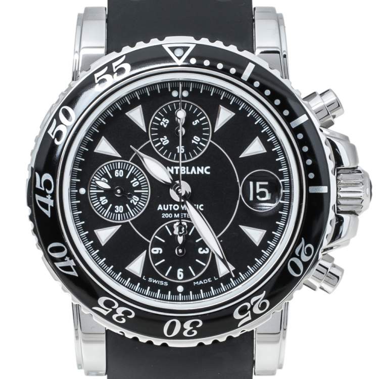Pre Owned  Montblanc Black Stainless Steel Rubber Sport Chronograph 7034 Men's Wristwatch 41.50 mm