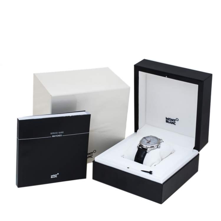 Pre Owned Montblanc Silver Stainless Steel Star Quantiéme Complet 7241 Men's Wristwatch 42 mm