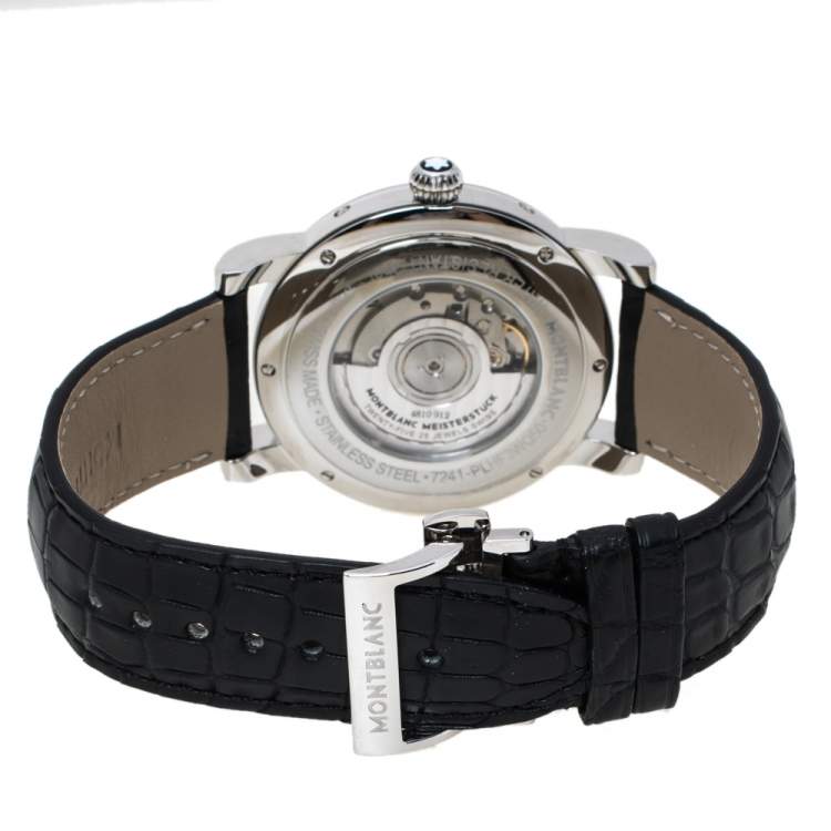 Pre Owned Montblanc Silver Stainless Steel Star Quantiéme Complet 7241 Men's Wristwatch 42 mm