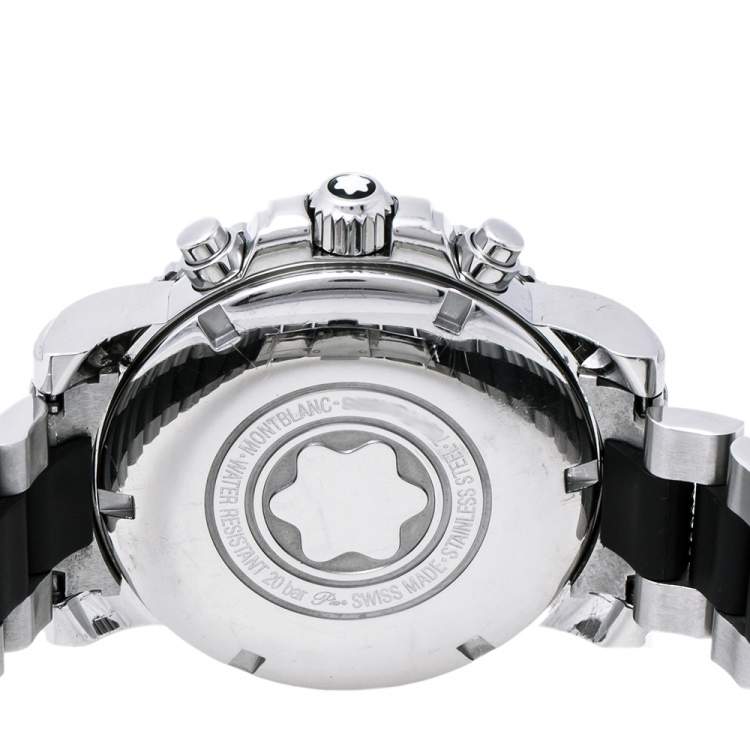 Pre Owned Montblanc Black Stainless Steel Sport XXL 102359 Automatic Chronograph Men’s Wristwatch 41.50 mm