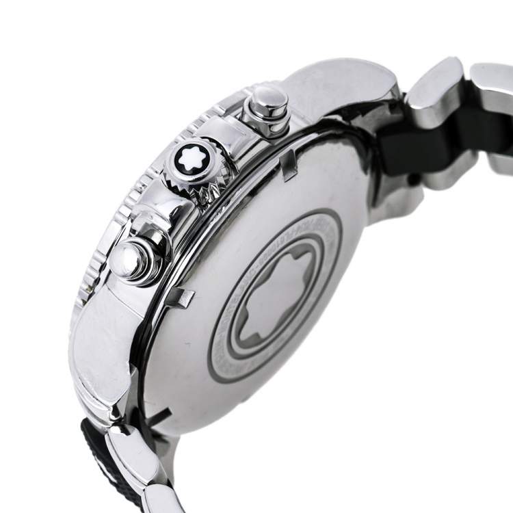 Pre Owned Montblanc Black Stainless Steel Sport XXL 102359 Automatic Chronograph Men’s Wristwatch 41.50 mm