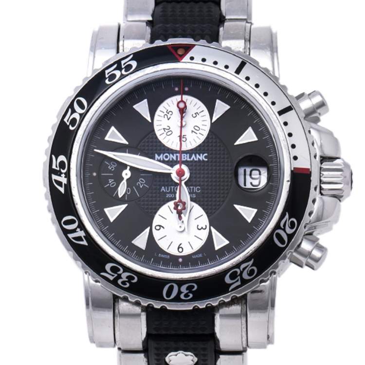 Pre Owned Montblanc Black Stainless Steel Sport XXL 102359 Automatic Chronograph Men’s Wristwatch 41.50 mm