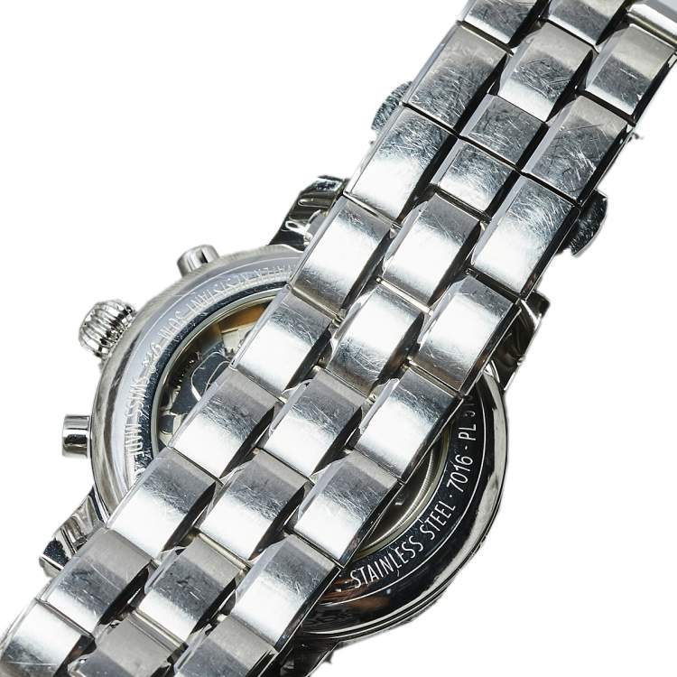 Pre Owned Montblanc Silver Stainless Steel Meisterstuck 7016 Men's Wristwatch 38 mm