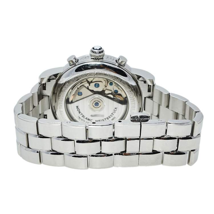 Pre Owned Montblanc Silver Stainless Steel Meisterstuck 7016 Men's Wristwatch 38 mm