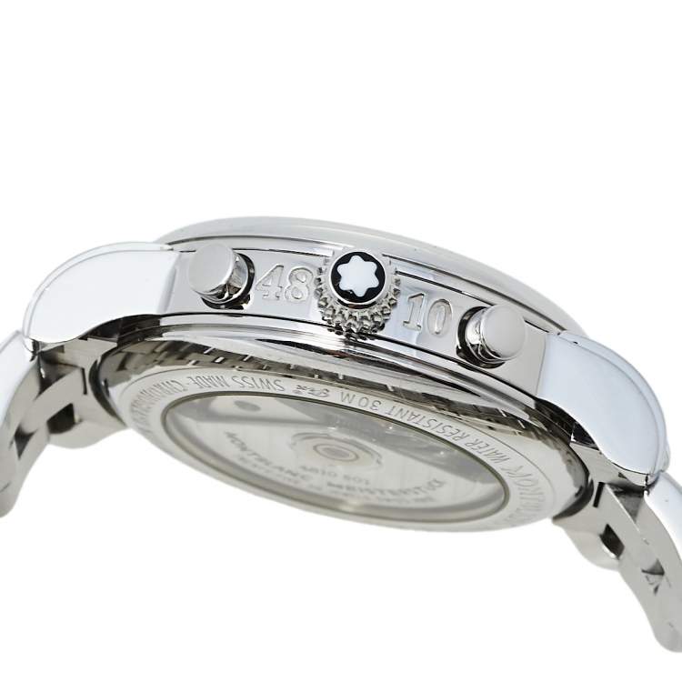 Pre Owned Montblanc Silver Stainless Steel Meisterstuck 7016 Men's Wristwatch 38 mm