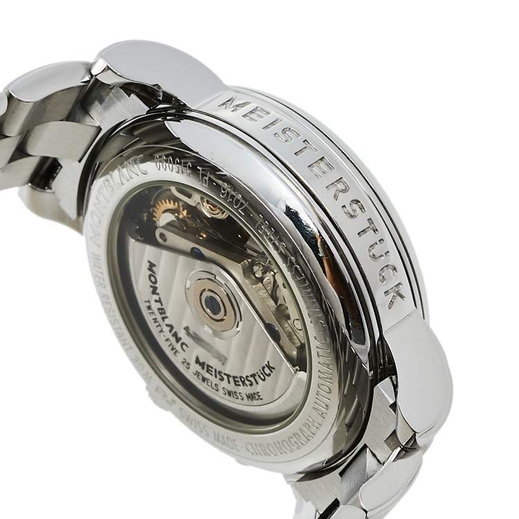 Pre Owned Montblanc Silver Stainless Steel Meisterstuck 7016 Men's Wristwatch 38 mm