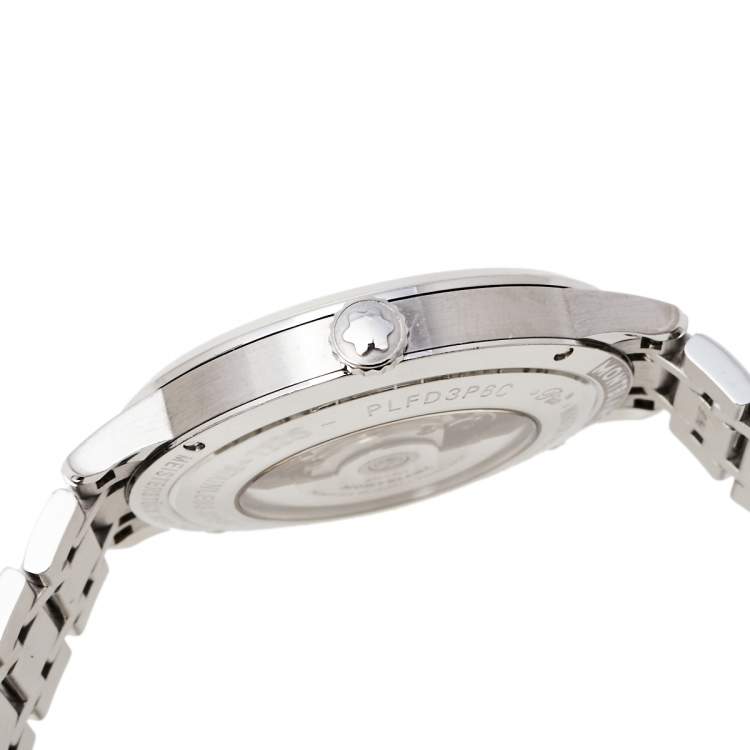 Pre Owned Montblanc Silver Stainless Steel Heritage Meisterstuck 7325 Men's Wristwatch 40 mm