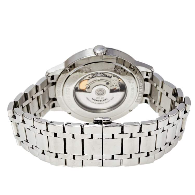 Pre Owned Montblanc Silver Stainless Steel Heritage Meisterstuck 7325 Men's Wristwatch 40 mm