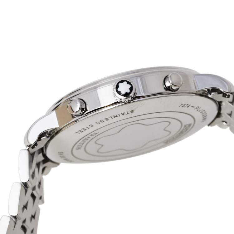 Pre Owned Montblanc Black Stainless Steel Tradition 7374 Men's Wristwatch 42 mm