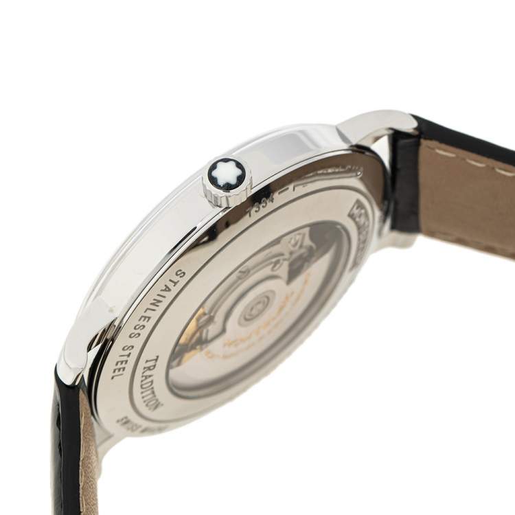 Pre Owned Montblanc White Stainless Steel Tradition 7334 Men's Wristwatch 40 mm