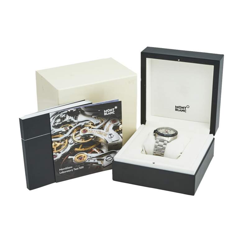 Pre Owned Montblanc Silver Stainless Steel Ceramic Timewalker Chronograph 116099 Men's Wristwatch 43 mm