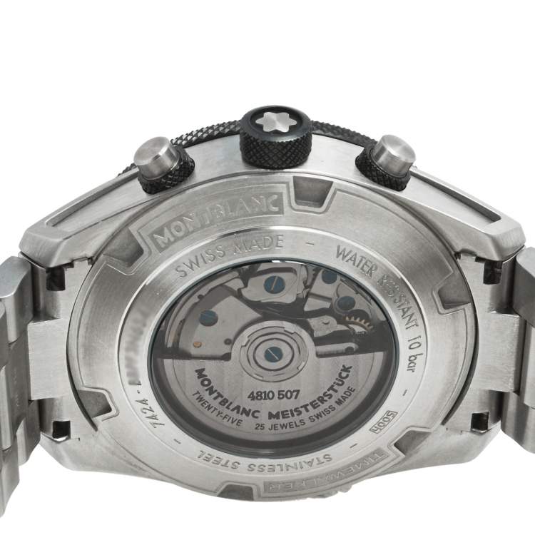 Pre Owned Montblanc Silver Stainless Steel Ceramic Timewalker Chronograph 116099 Men's Wristwatch 43 mm