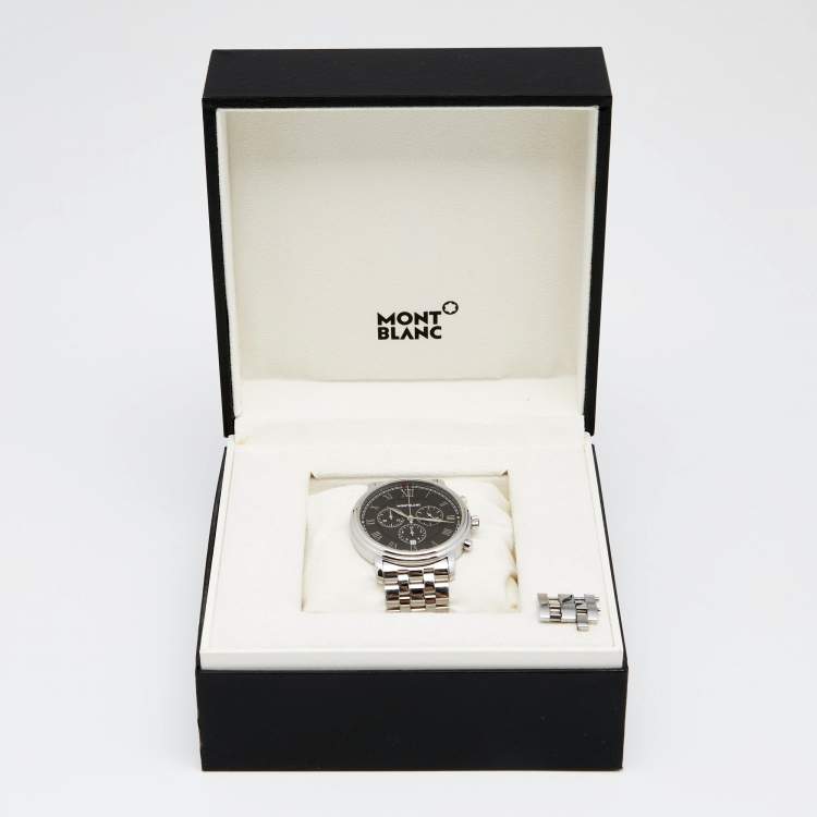 Pre Owned Montblanc Black Stainless Steel Tradition 7374 Men's Wristwatch 42 mm