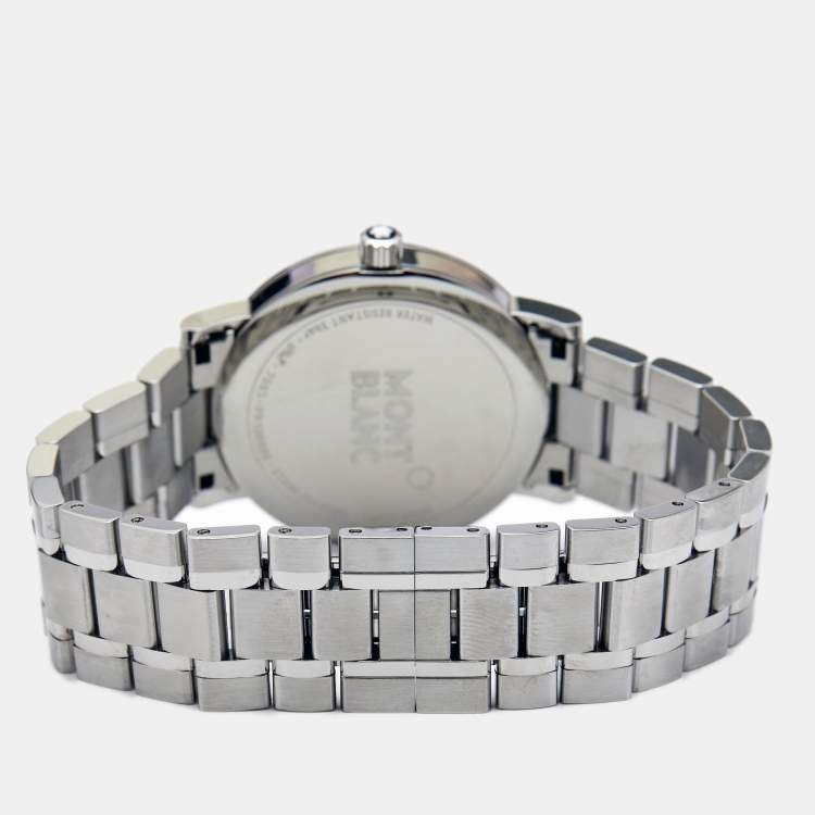 Pre Owned Montblanc Black Stainless Steel Summit 38284 Men's Wristwatch 38 mm