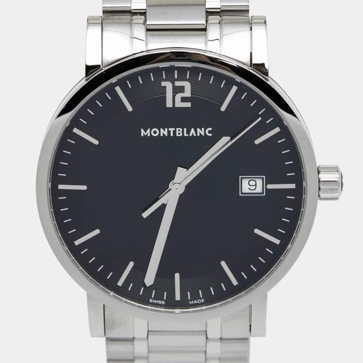 Pre Owned Montblanc Black Stainless Steel Summit 38284 Men's Wristwatch 38 mm