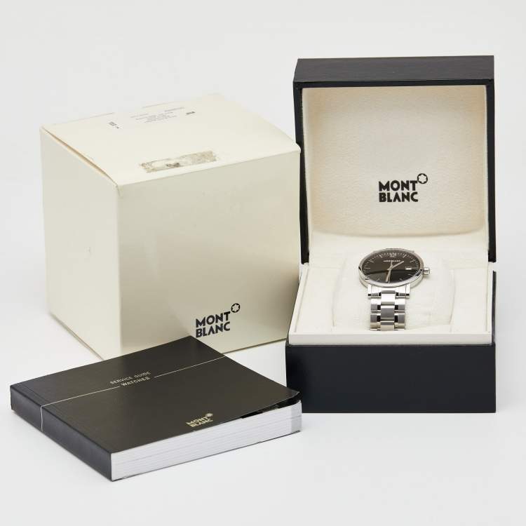 Pre Owned Montblanc Black Stainless Steel Summit 38284 Men's Wristwatch 38 mm