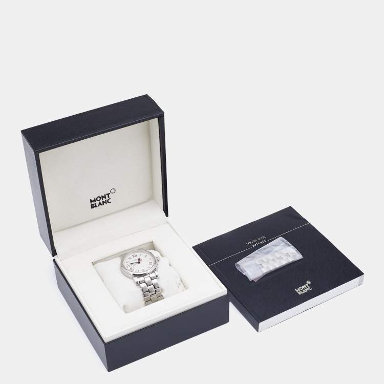 Pre Owned Montblanc Silver Stainless Steel Star 111090 Men's Wristwatch 39 mm