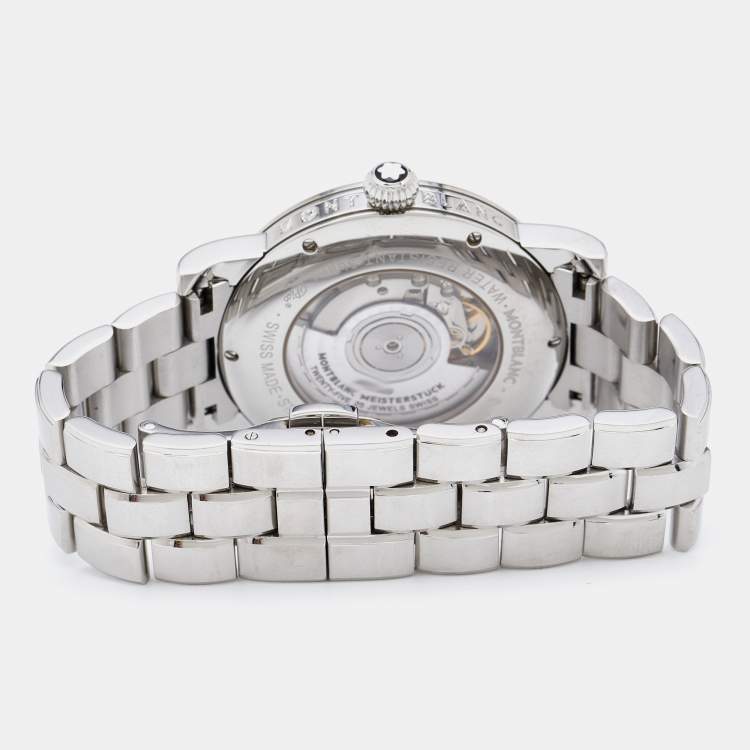 Pre Owned Montblanc Silver Stainless Steel Star 111090 Men's Wristwatch 39 mm