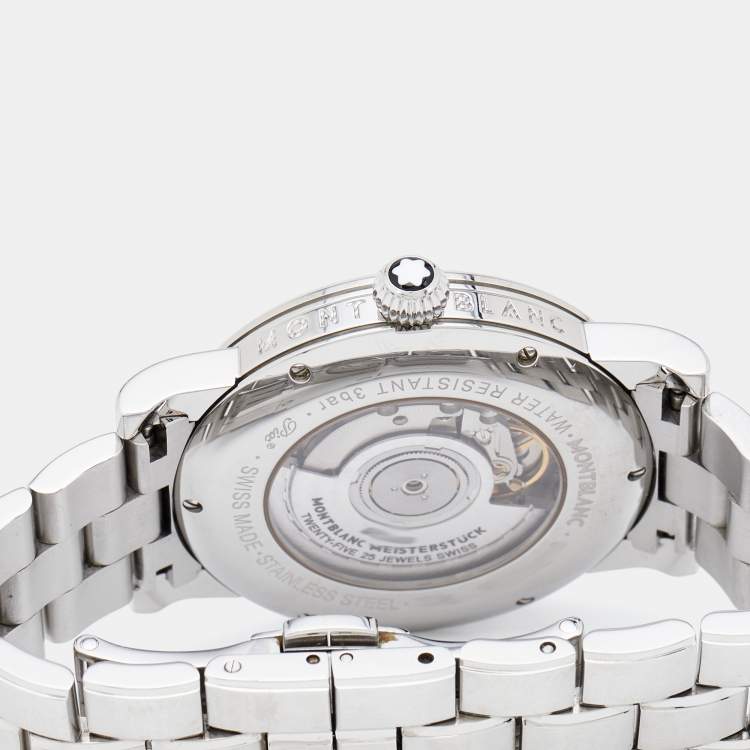 Pre Owned Montblanc Silver Stainless Steel Star 111090 Men's Wristwatch 39 mm