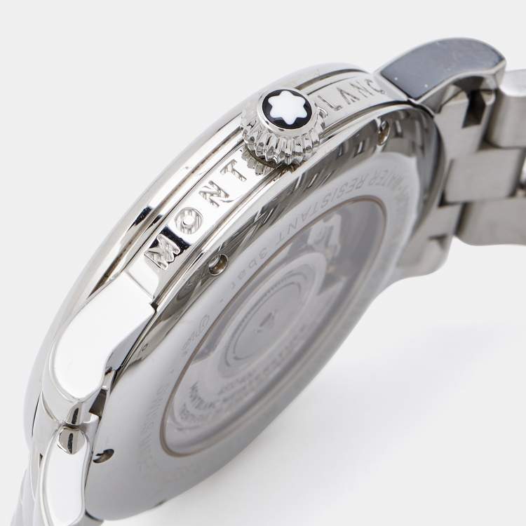 Pre Owned Montblanc Silver Stainless Steel Star 111090 Men's Wristwatch 39 mm