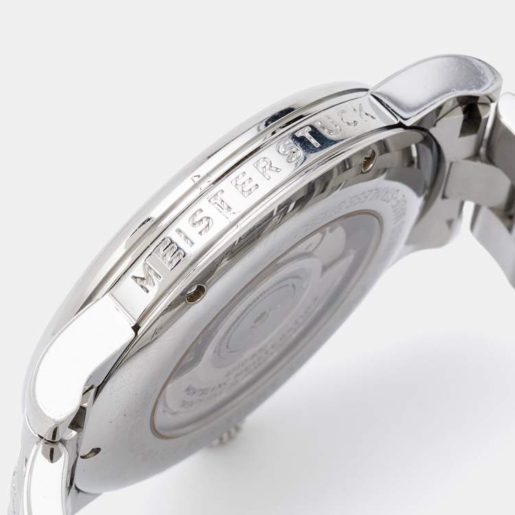 Pre Owned Montblanc Silver Stainless Steel Star 111090 Men's Wristwatch 39 mm