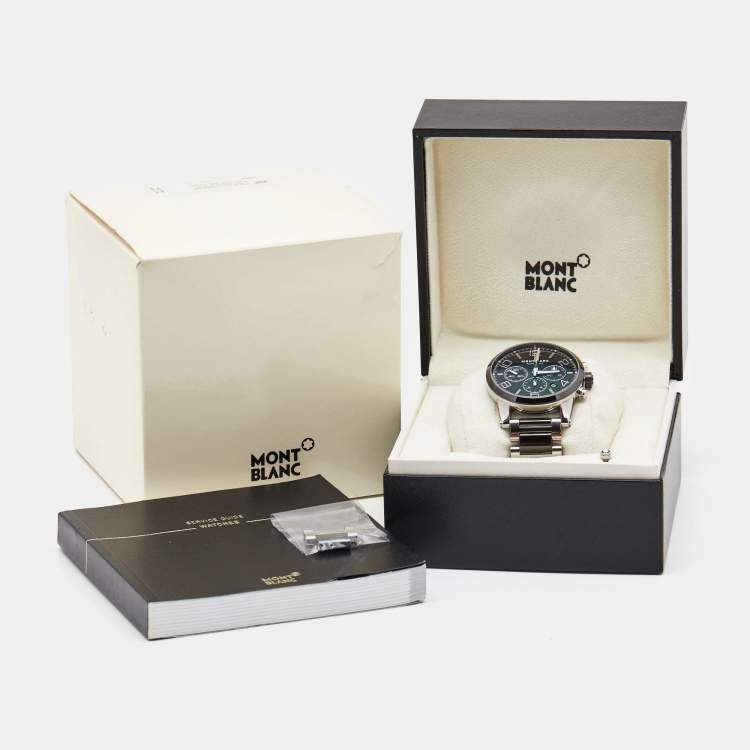 Pre Owned Montblanc Black Ceramic Stainless Steel Timewalker 103094 Men's Wristwatch 43 mm 