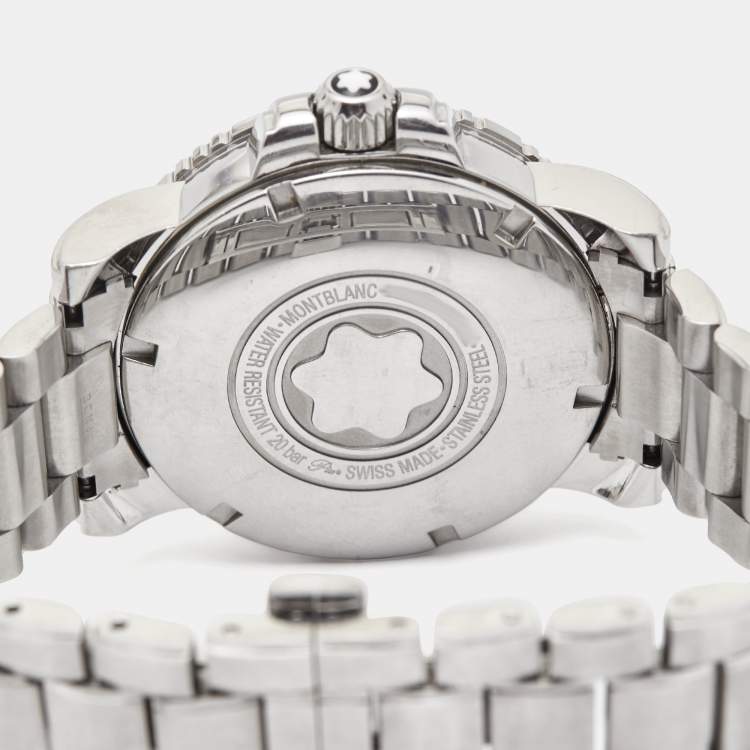 Pre Owned Montblanc Black Stainless Steel Meisterstuck 7145 Men's Wristwatch 41 mm 