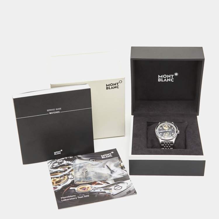 Pre Owned Montblanc Black Stainless Steel Geosphere 125872 Men's Wristwatch 42 mm