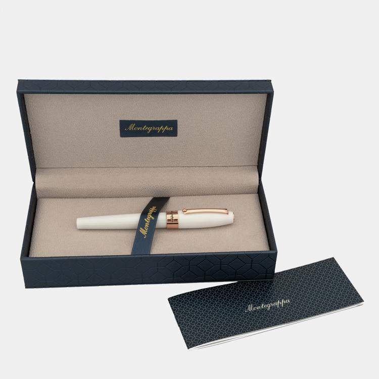 Pre Owned Montegrappa Fortuna White with Rose Trim Rollerball Pen