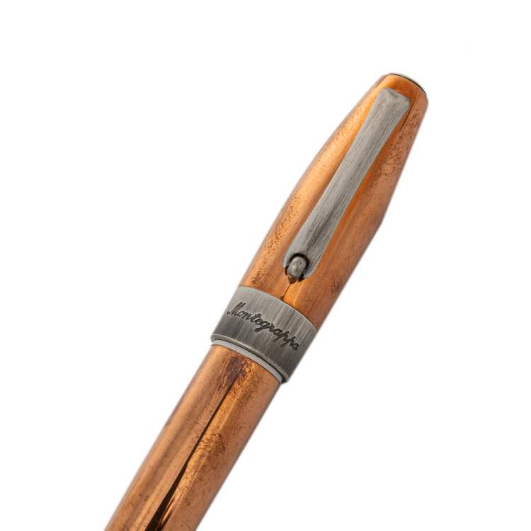 Pre Owned Montegrappa Copper Silver Brushed Plated Mini Mule Roller Ball Pen