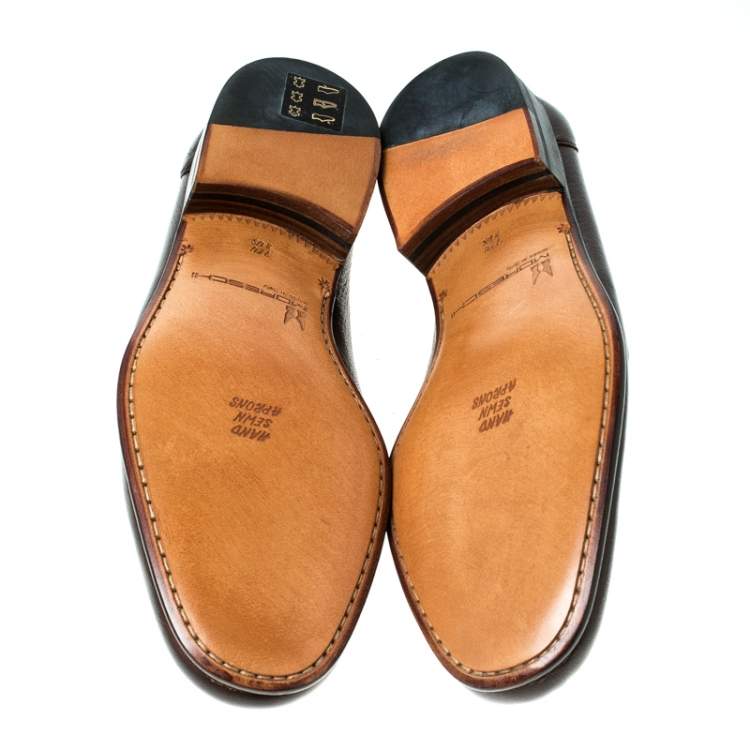 Pre Owned Moreschi Brown Leather Slip On Loafers Size 41