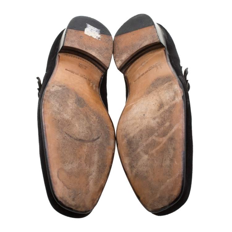 Pre Owned Moreschi Black Suede Slip On Loafers Size 43.5