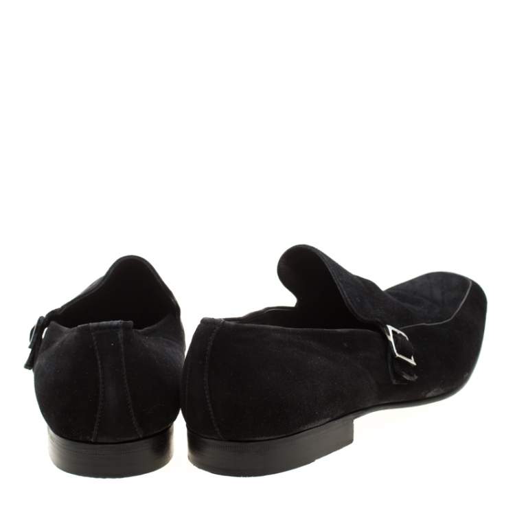 Pre Owned Moreschi Black Suede Slip On Loafers Size 43.5