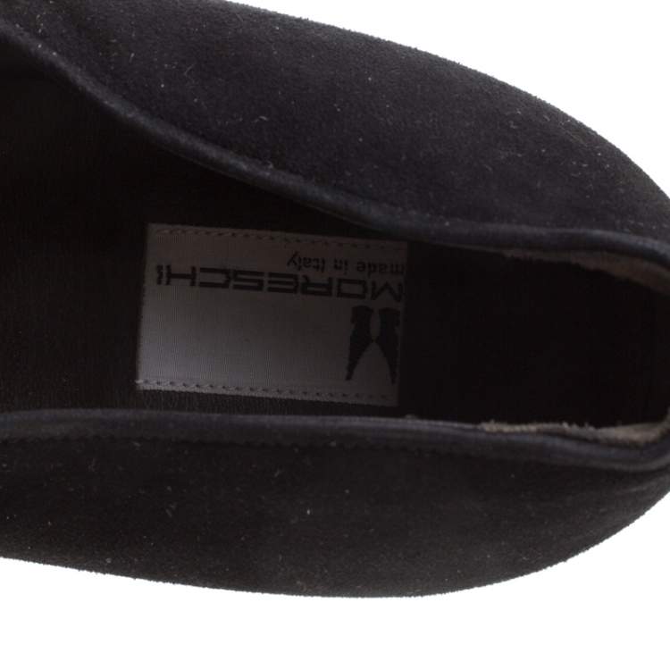 Pre Owned Moreschi Black Suede Slip On Loafers Size 43.5