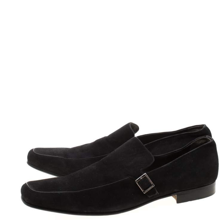 Pre Owned Moreschi Black Suede Slip On Loafers Size 43.5