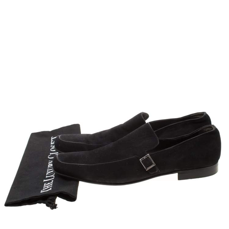 Pre Owned Moreschi Black Suede Slip On Loafers Size 43.5