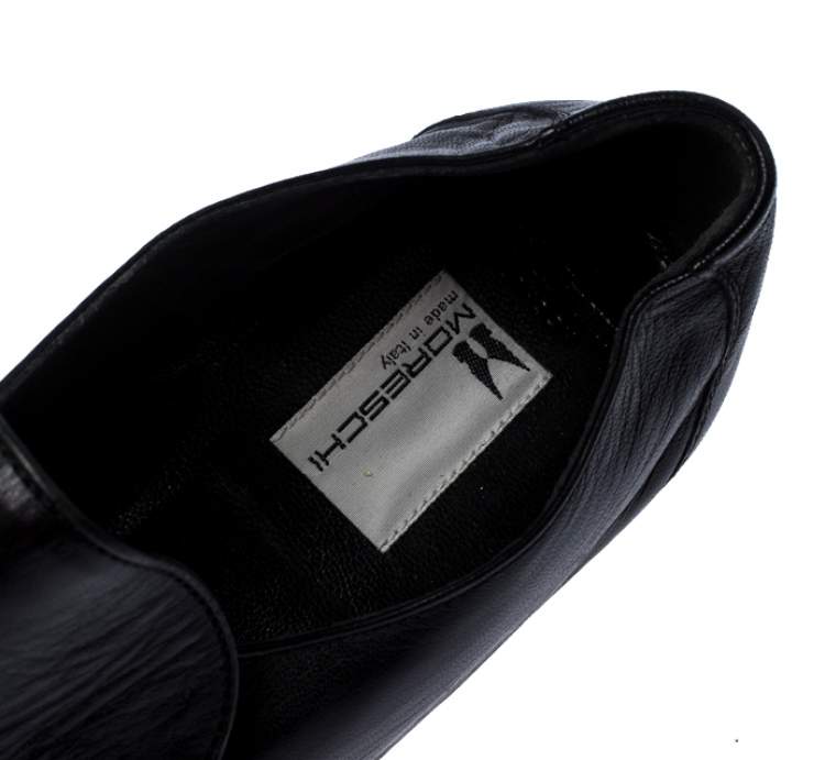 Pre Owned Moreschi Black Leather Wide Loafers Size 41