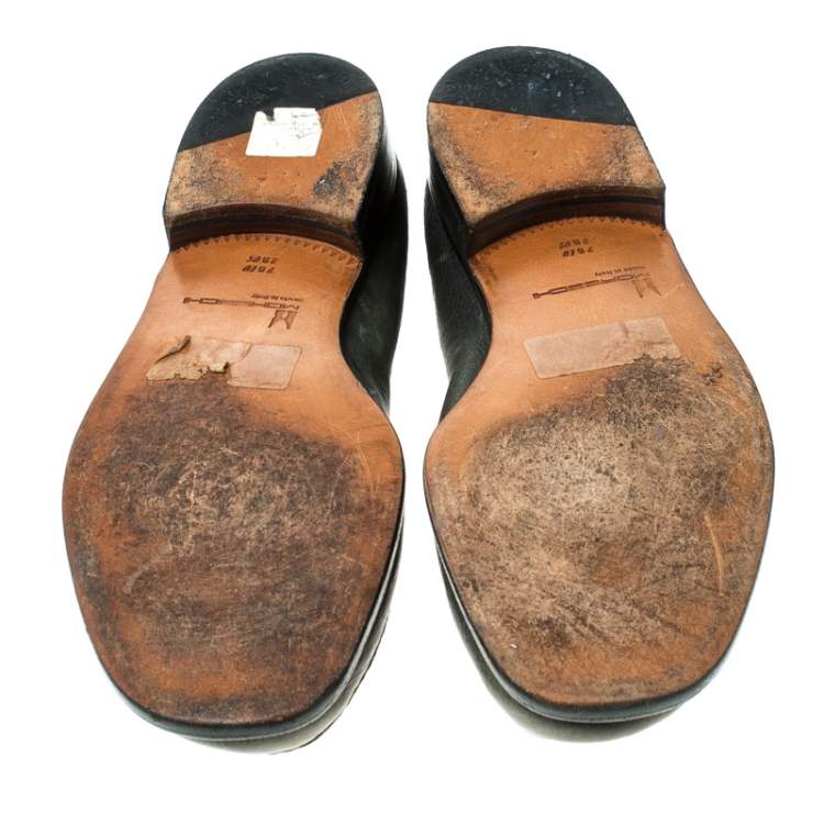 Pre Owned Moreschi Grey Leather Slip On Loafers Size 41.5