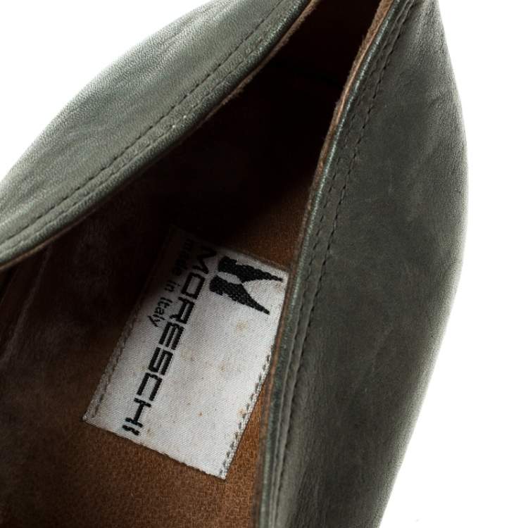 Pre Owned Moreschi Grey Leather Slip On Loafers Size 41.5