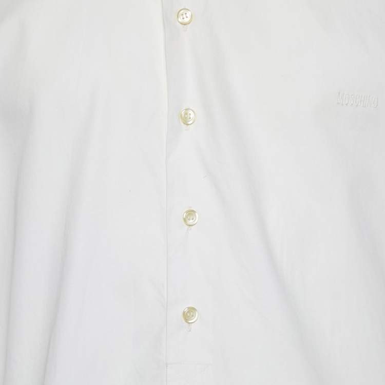 Pre Owned Moschino Cheap and Chic White Cotton Half Placket Dress Shirt XL
