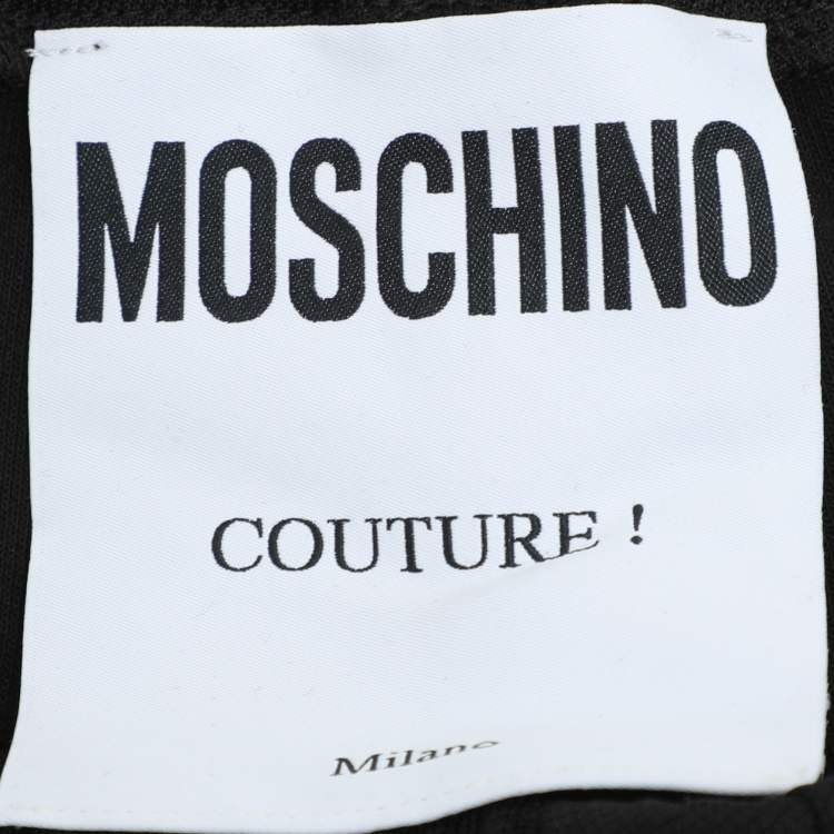 Pre Owned Moschino Black Jersey Logo Print Shorts M